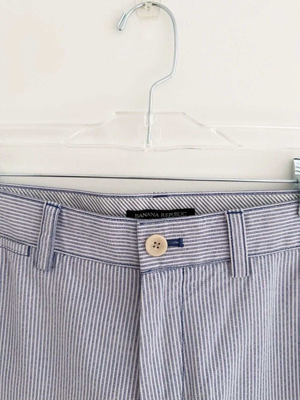 Banana Republic Aiden Shorts Blue White Stripe Tailored Summer Shorts Size 32